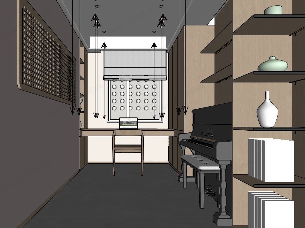 Modern Zen Home Office sketchup model preview - SketchupBox