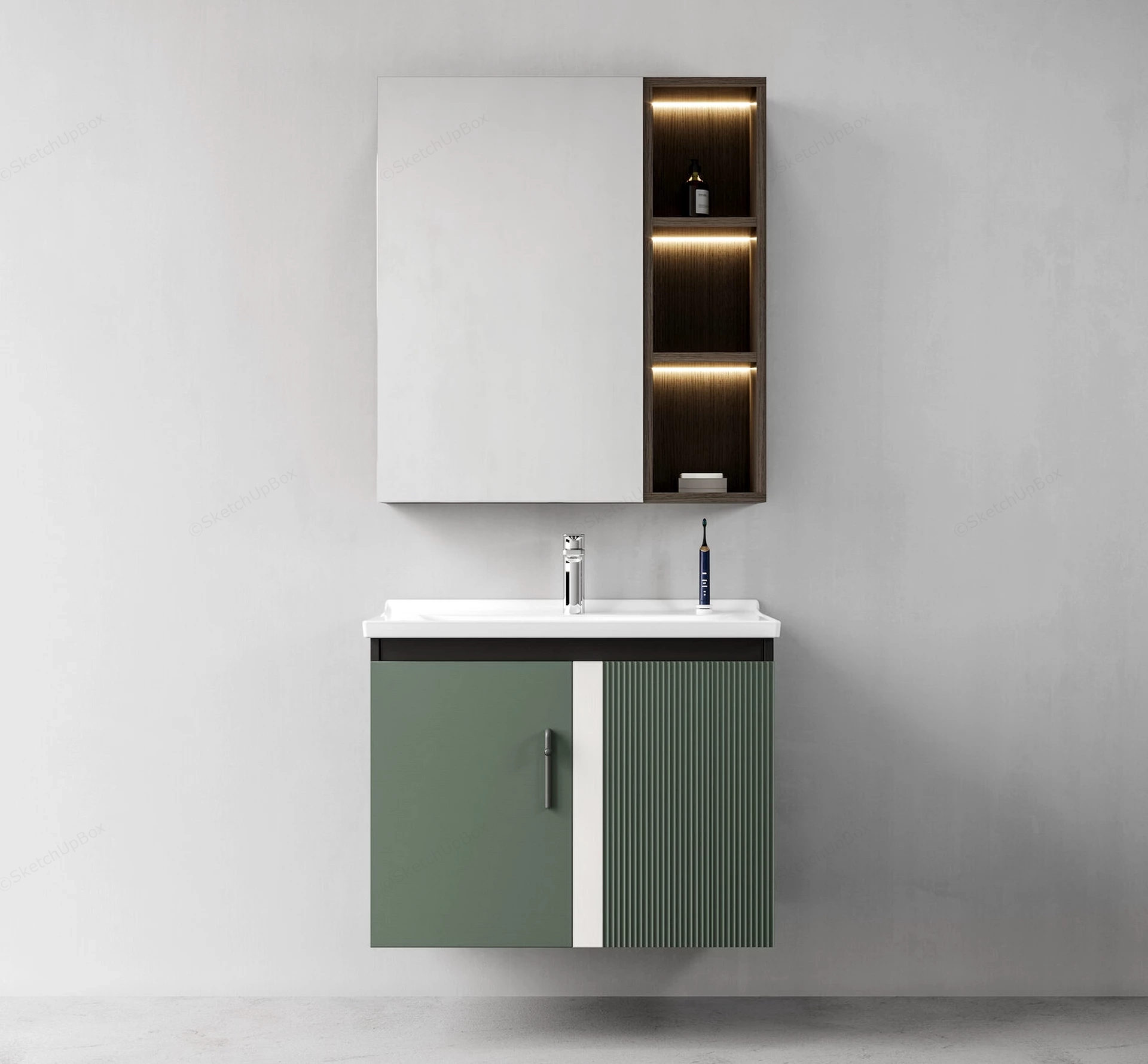 Small Floating Bathroom Vanity sketchup model preview - SketchupBox