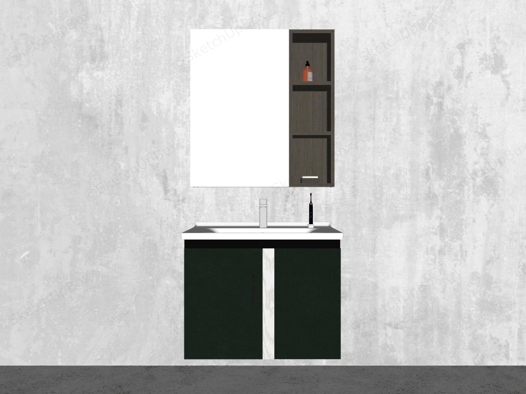 Small Floating Bathroom Vanity sketchup model preview - SketchupBox