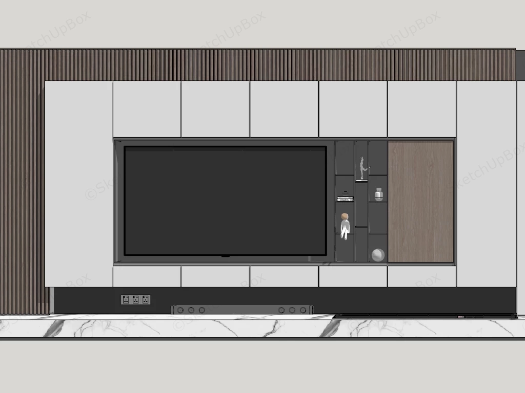 Modern TV Console Feature Wall sketchup model preview - SketchupBox