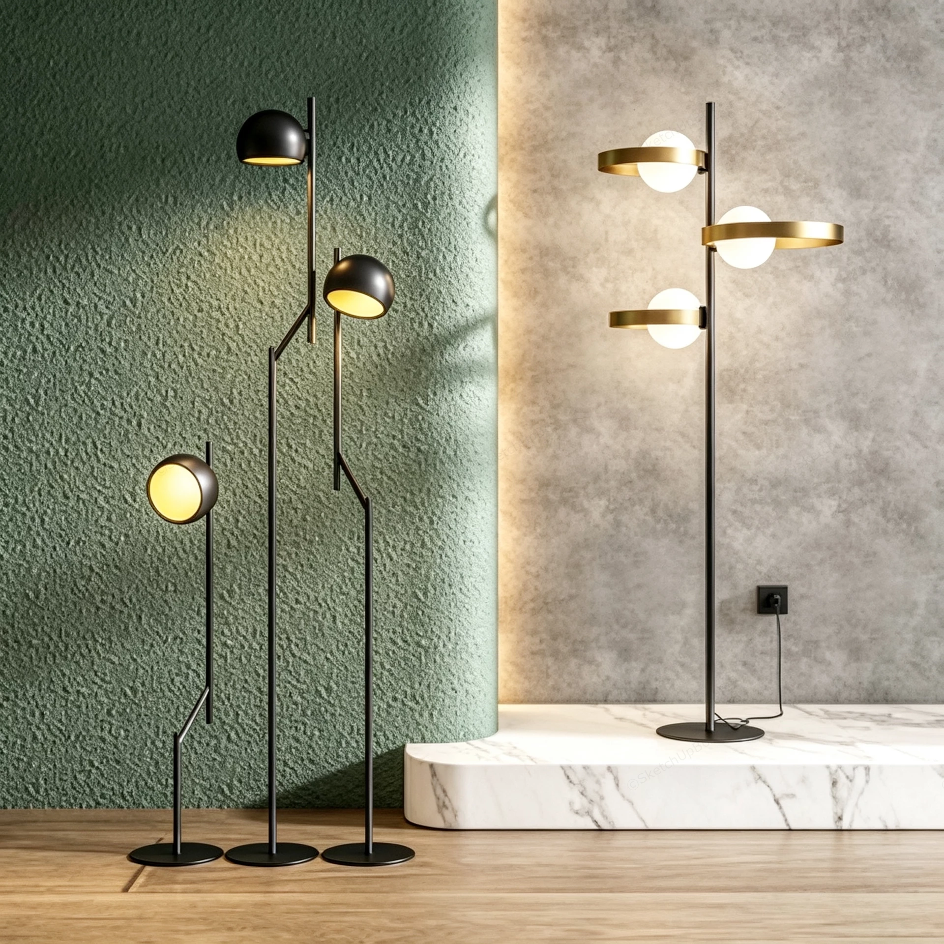 Modern Metal Floor Lamps sketchup model preview - SketchupBox