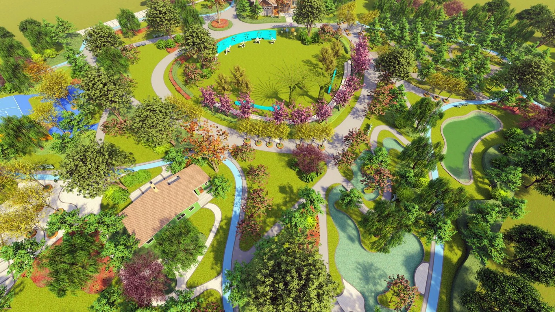 Urban Park Landscape Design Plan sketchup model preview - SketchupBox
