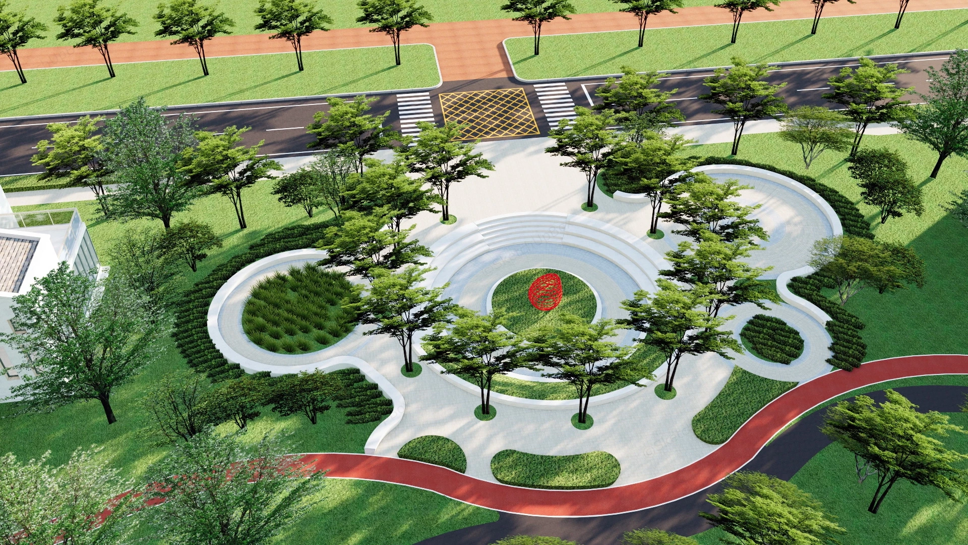 Small Urban Park sketchup model preview - SketchupBox