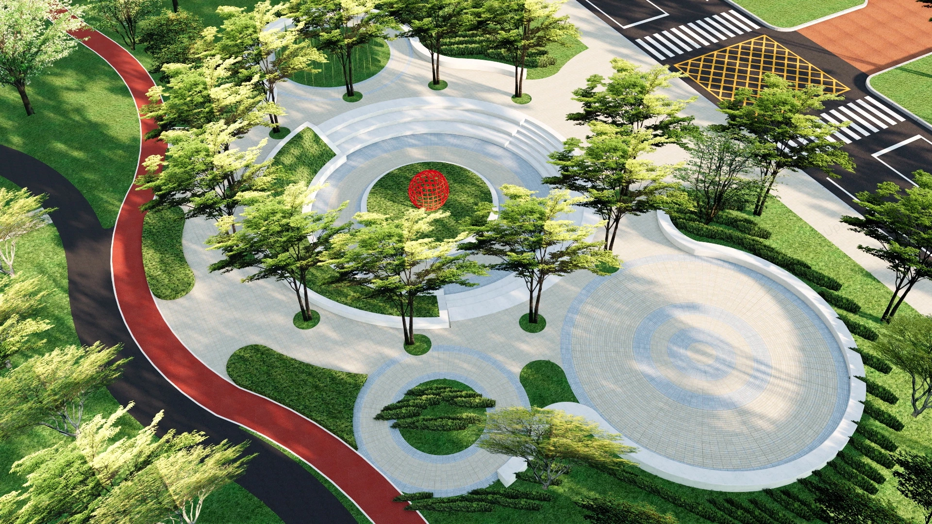 Small Urban Park sketchup model preview - SketchupBox