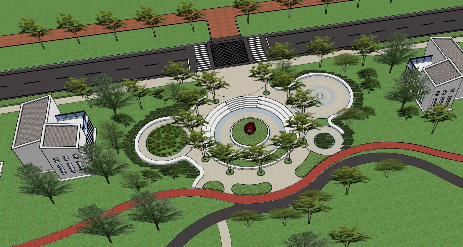 Small Urban Park sketchup model preview - SketchupBox