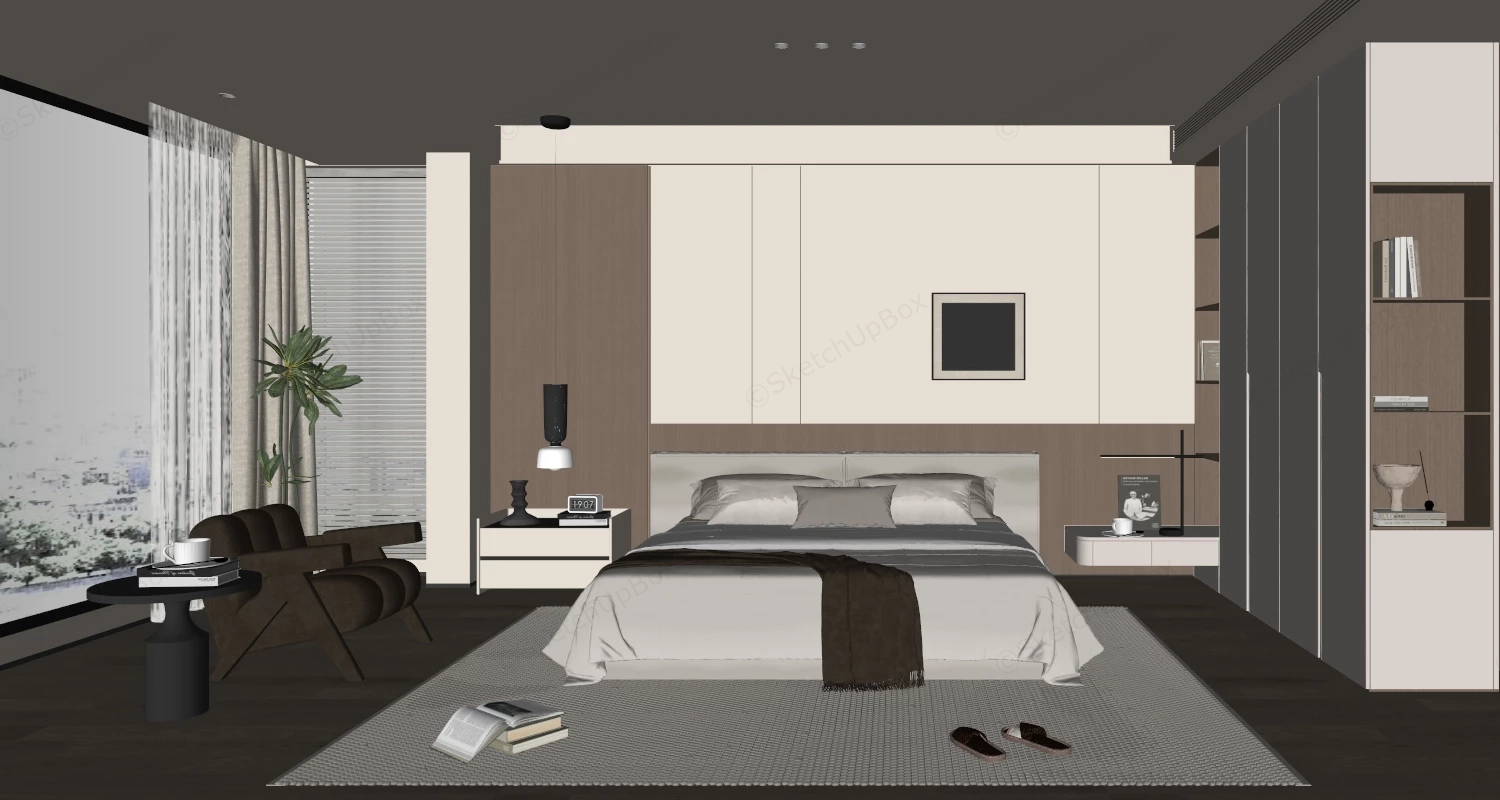 Beautiful Neutral Bedroom sketchup model preview - SketchupBox