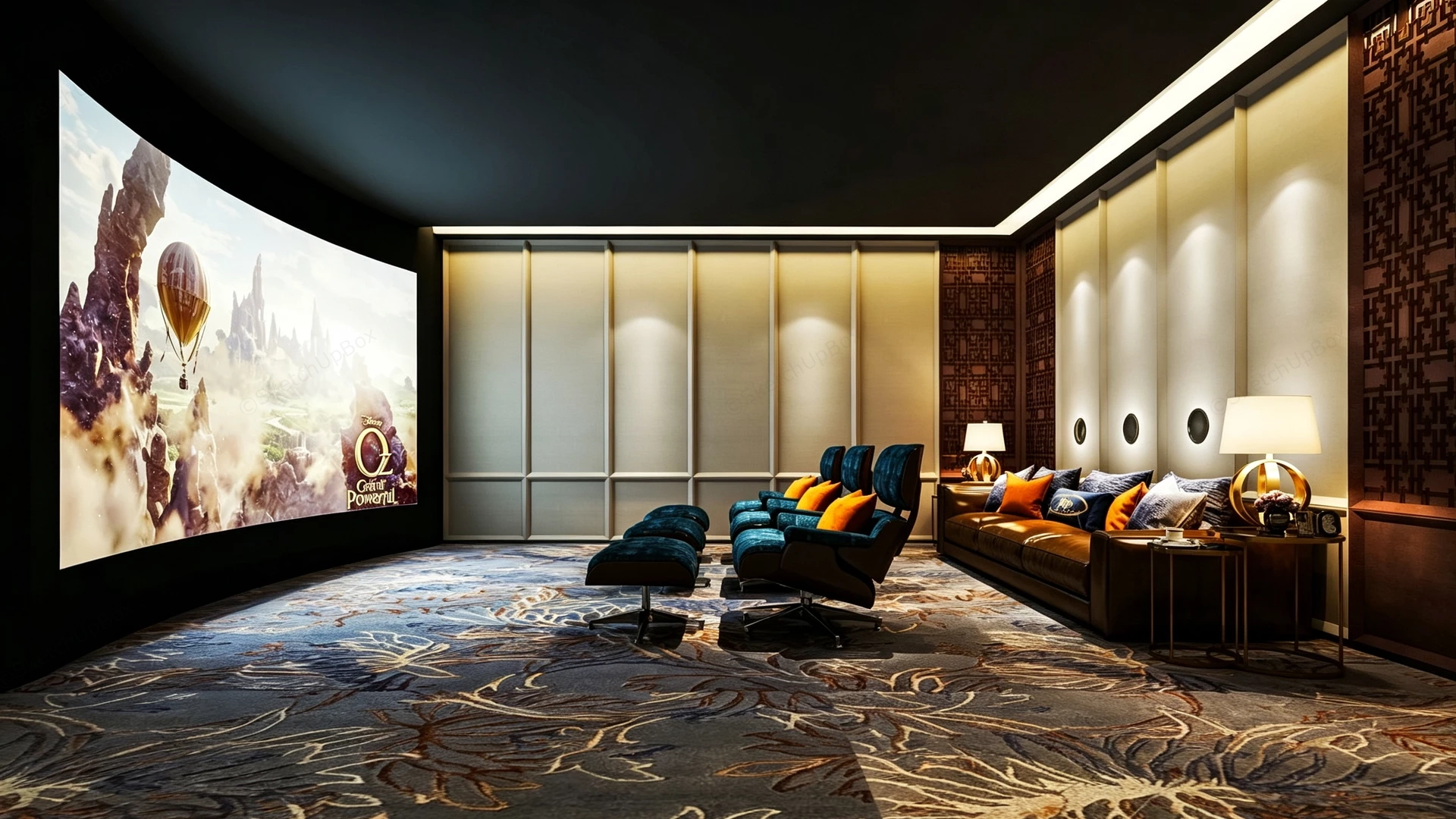 Classic Home Cinema Design sketchup model preview - SketchupBox