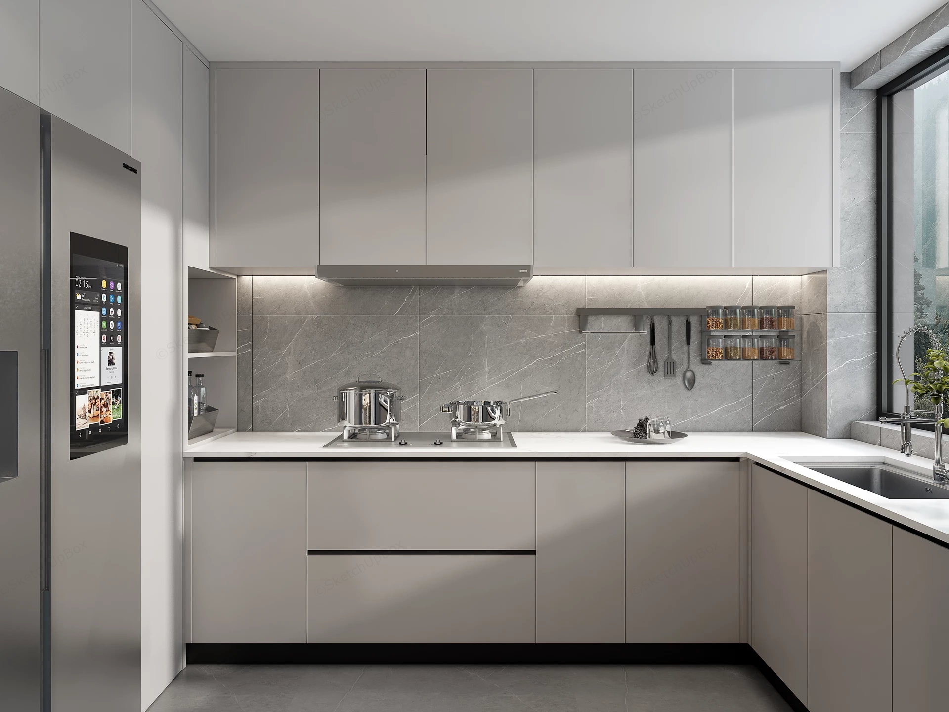Light Grey Kitchen sketchup model preview - SketchupBox