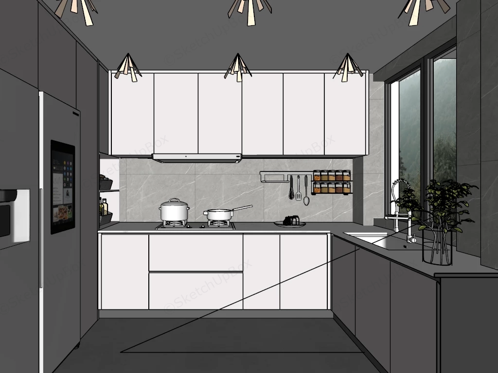 Light Grey Kitchen sketchup model preview - SketchupBox