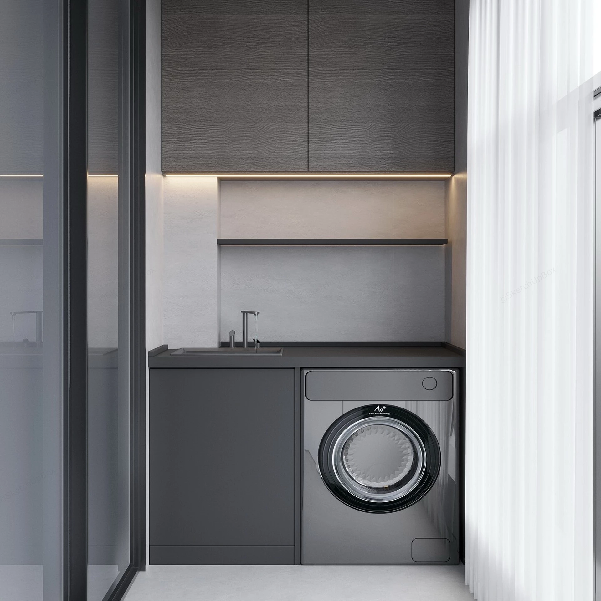 Small Balcony Laundry Room Design sketchup model preview - SketchupBox