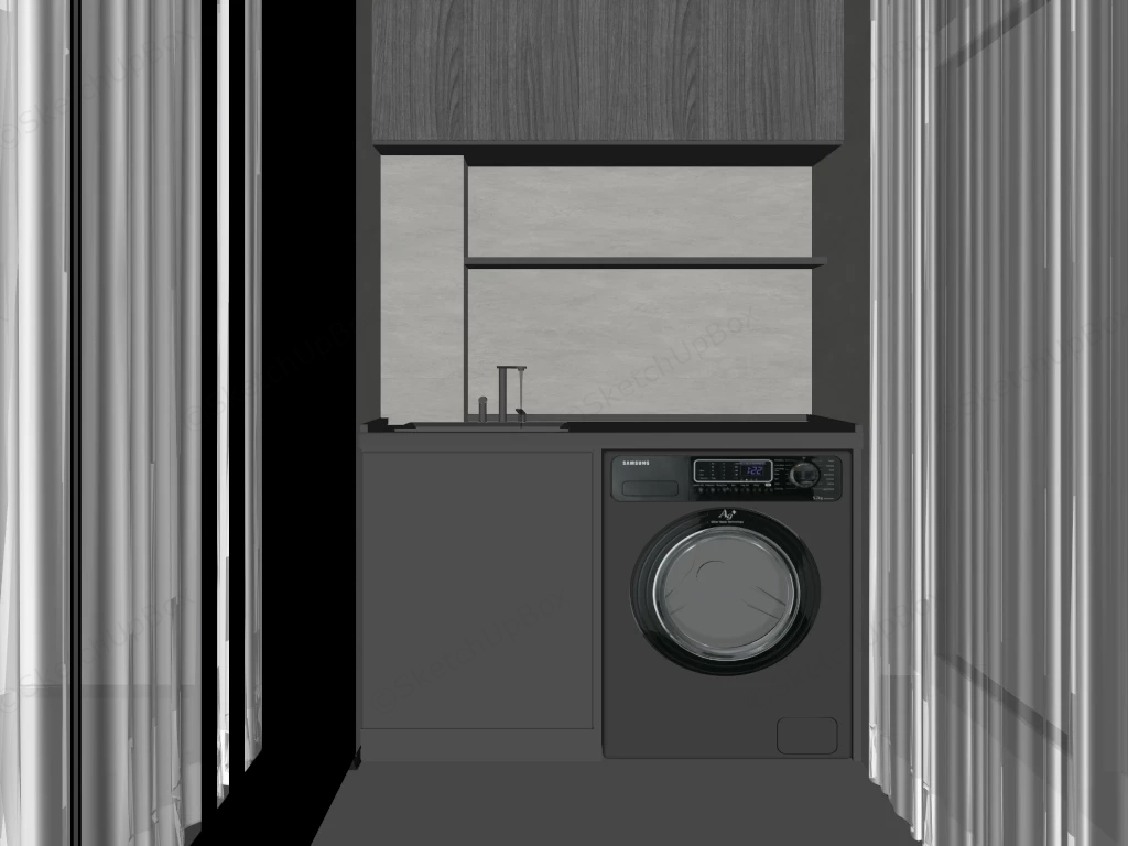 Small Balcony Laundry Room Design sketchup model preview - SketchupBox