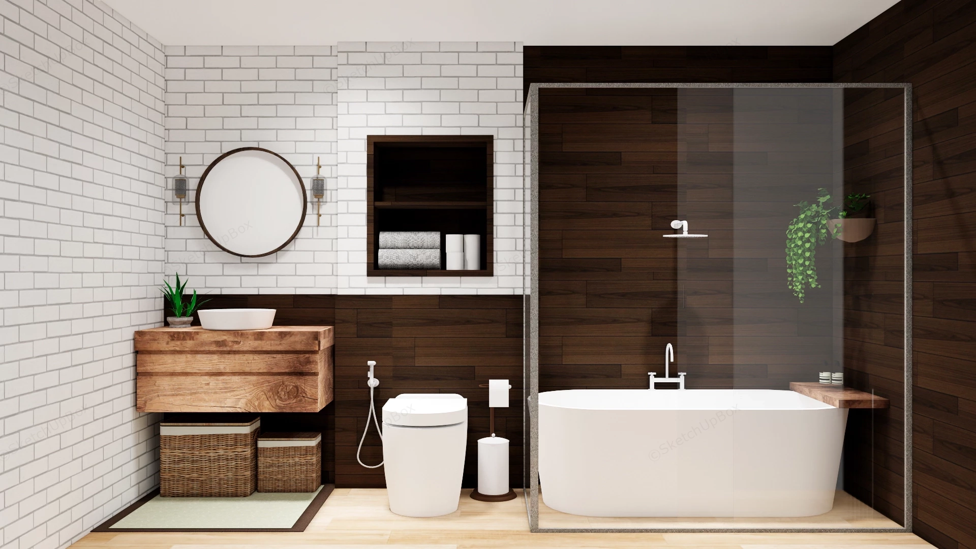 Modern Farmhouse Bathroom sketchup model preview - SketchupBox