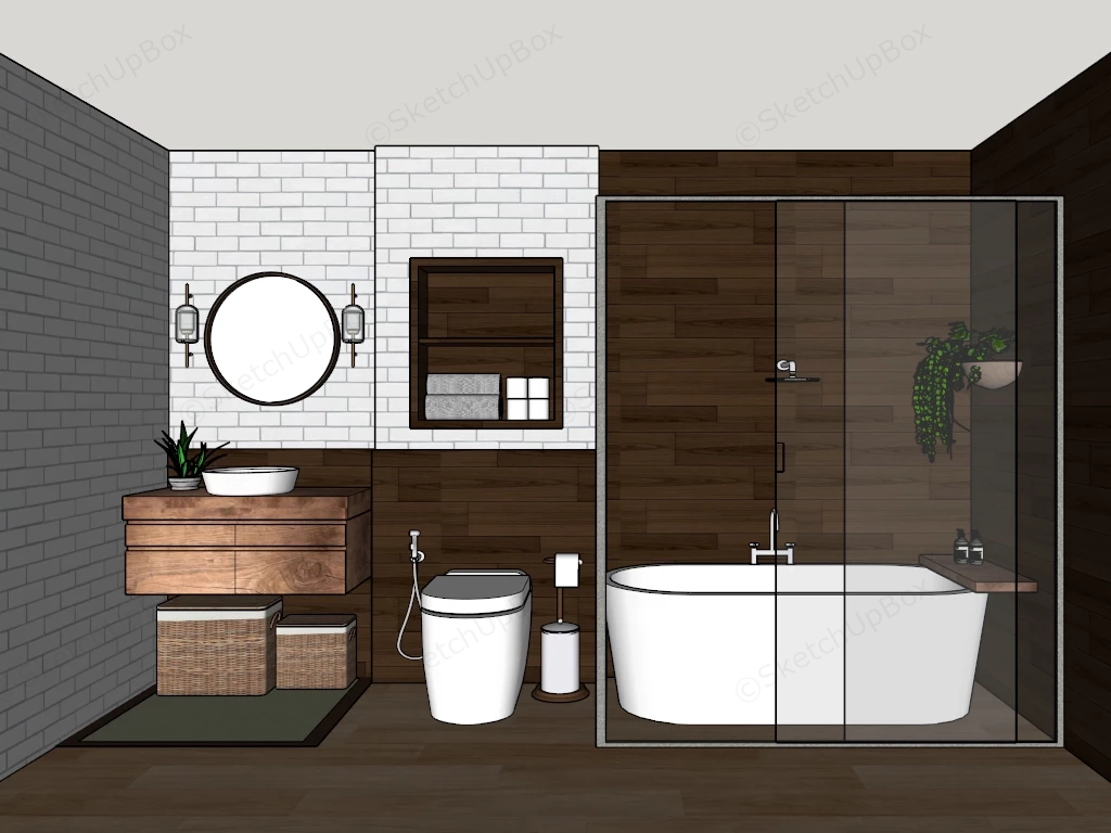 Modern Farmhouse Bathroom sketchup model preview - SketchupBox