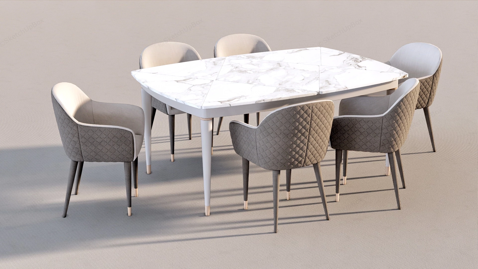 Modern 7 Piece Dining Set sketchup model preview - SketchupBox