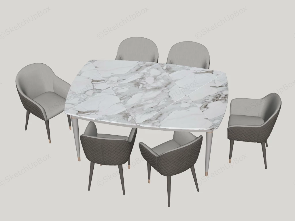 Modern 7 Piece Dining Set sketchup model preview - SketchupBox