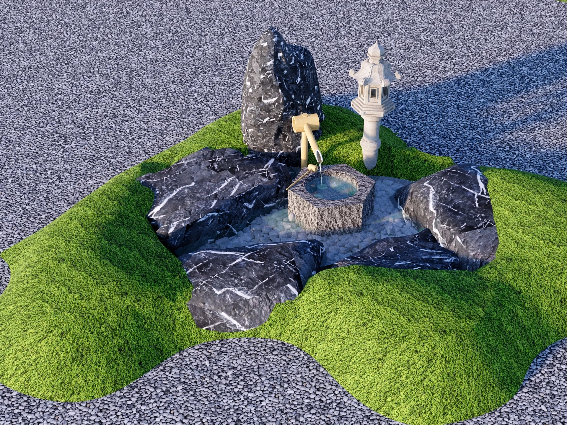 Zen Garden Water Fountain sketchup model preview - SketchupBox