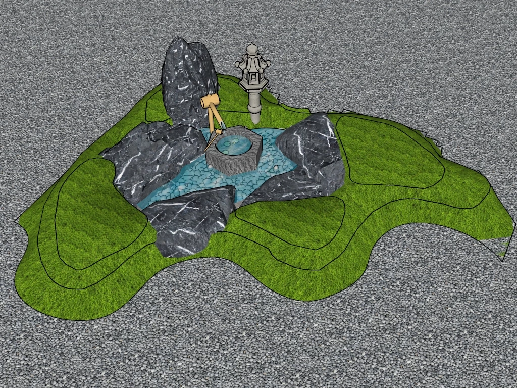 Zen Garden Water Fountain sketchup model preview - SketchupBox