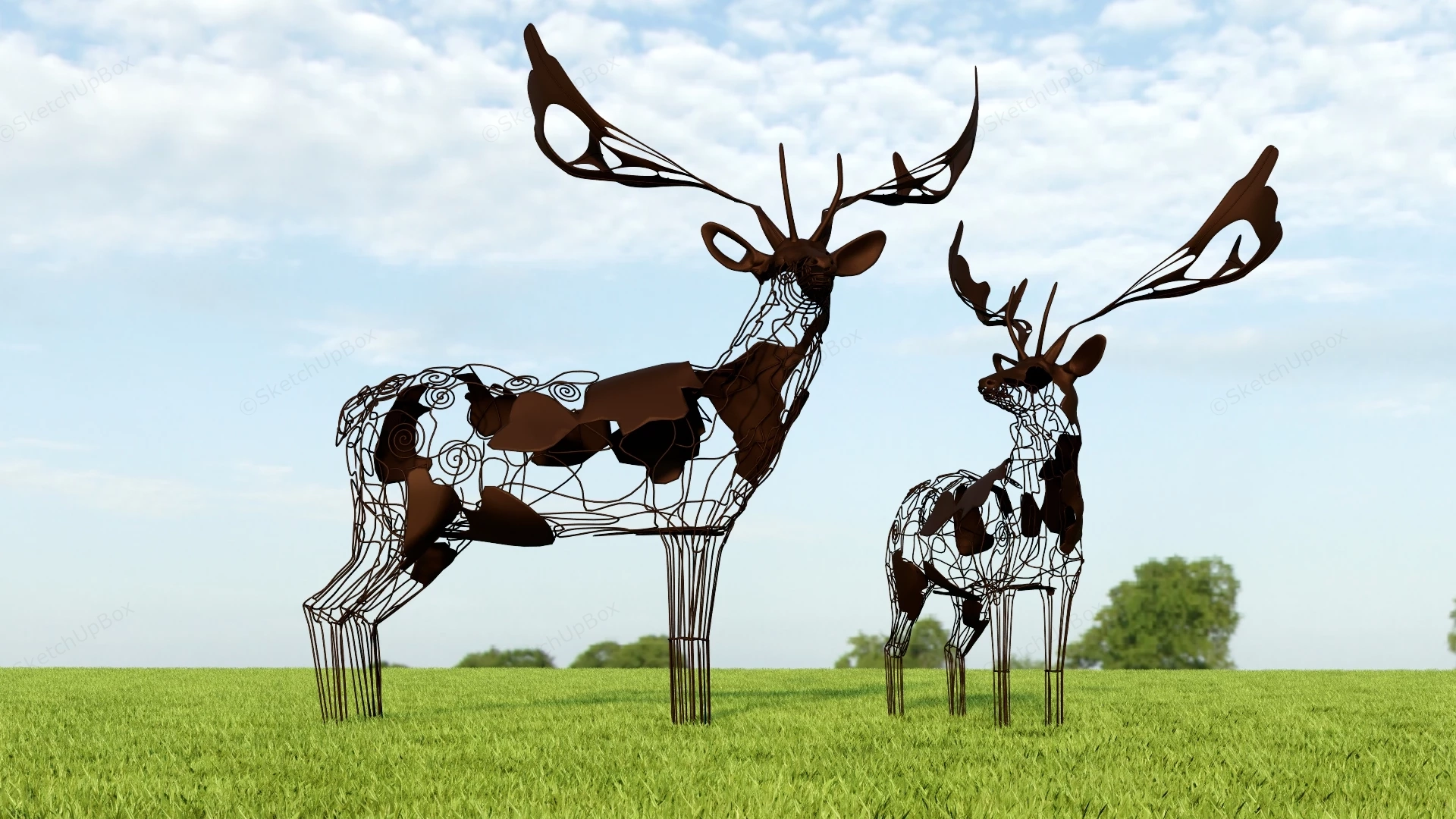 Metal Deer Sculptures sketchup model preview - SketchupBox