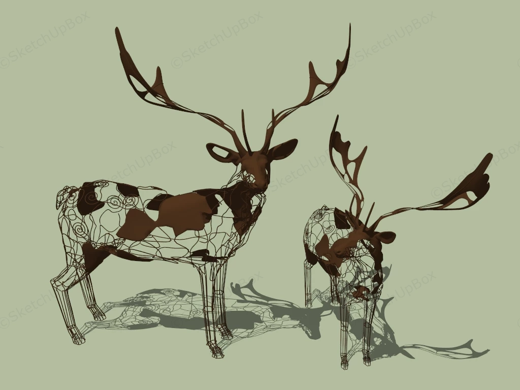 Metal Deer Sculptures sketchup model preview - SketchupBox