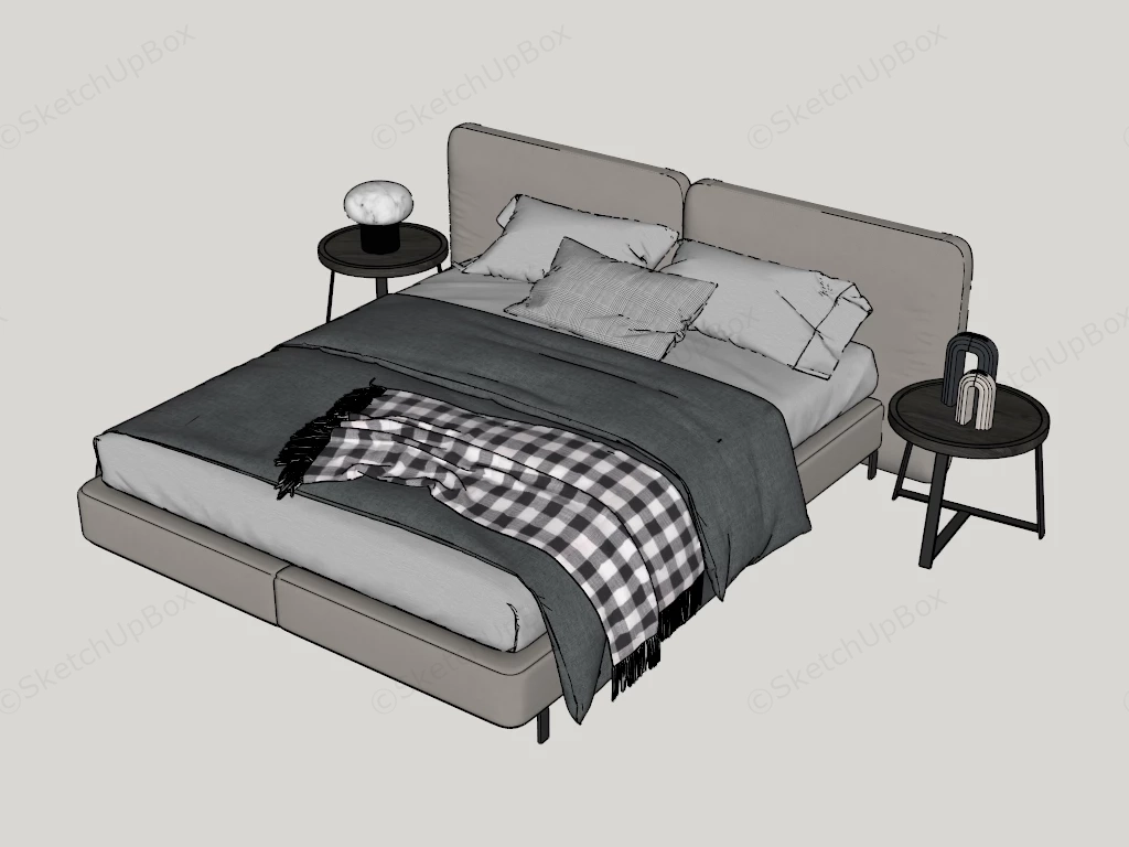 Leather Platform Bed sketchup model preview - SketchupBox