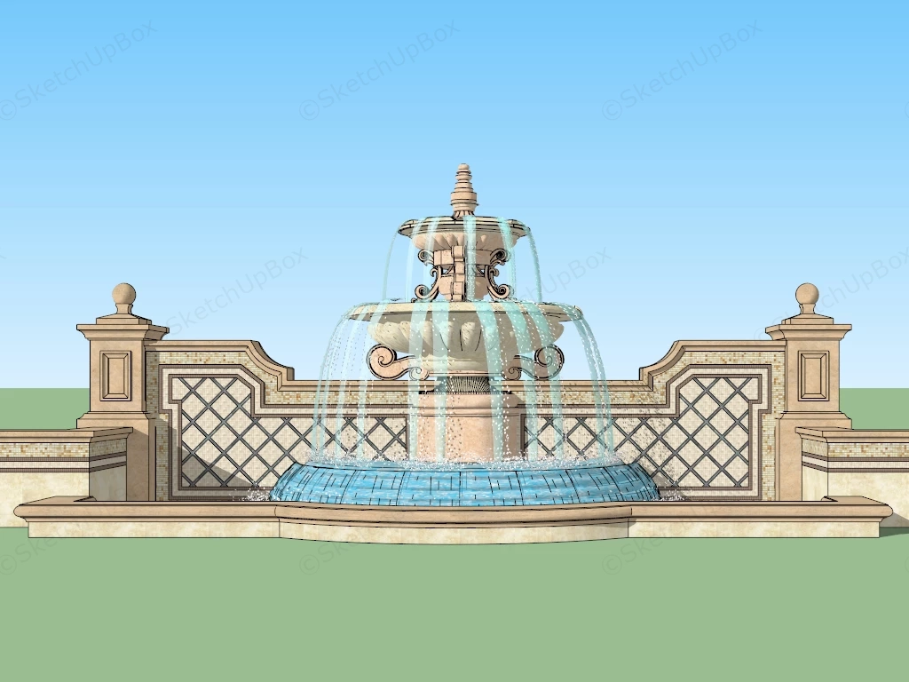 Outdoor Wall Water Fountain sketchup model preview - SketchupBox