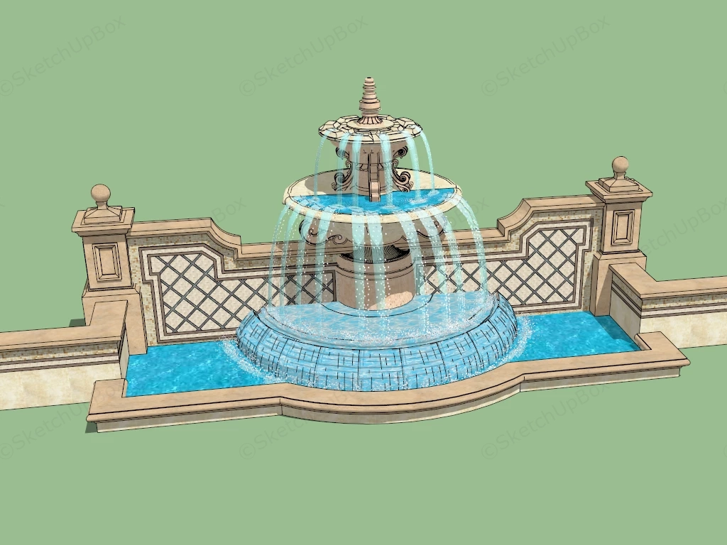 Outdoor Wall Water Fountain sketchup model preview - SketchupBox