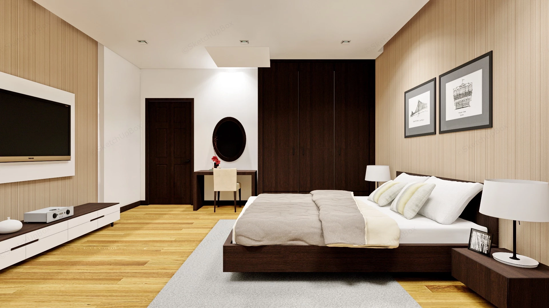 Classic Bedroom Design Idea sketchup model preview - SketchupBox