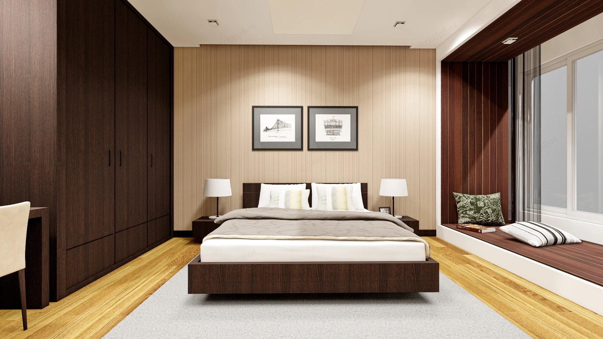 Classic Bedroom Design Idea sketchup model preview - SketchupBox