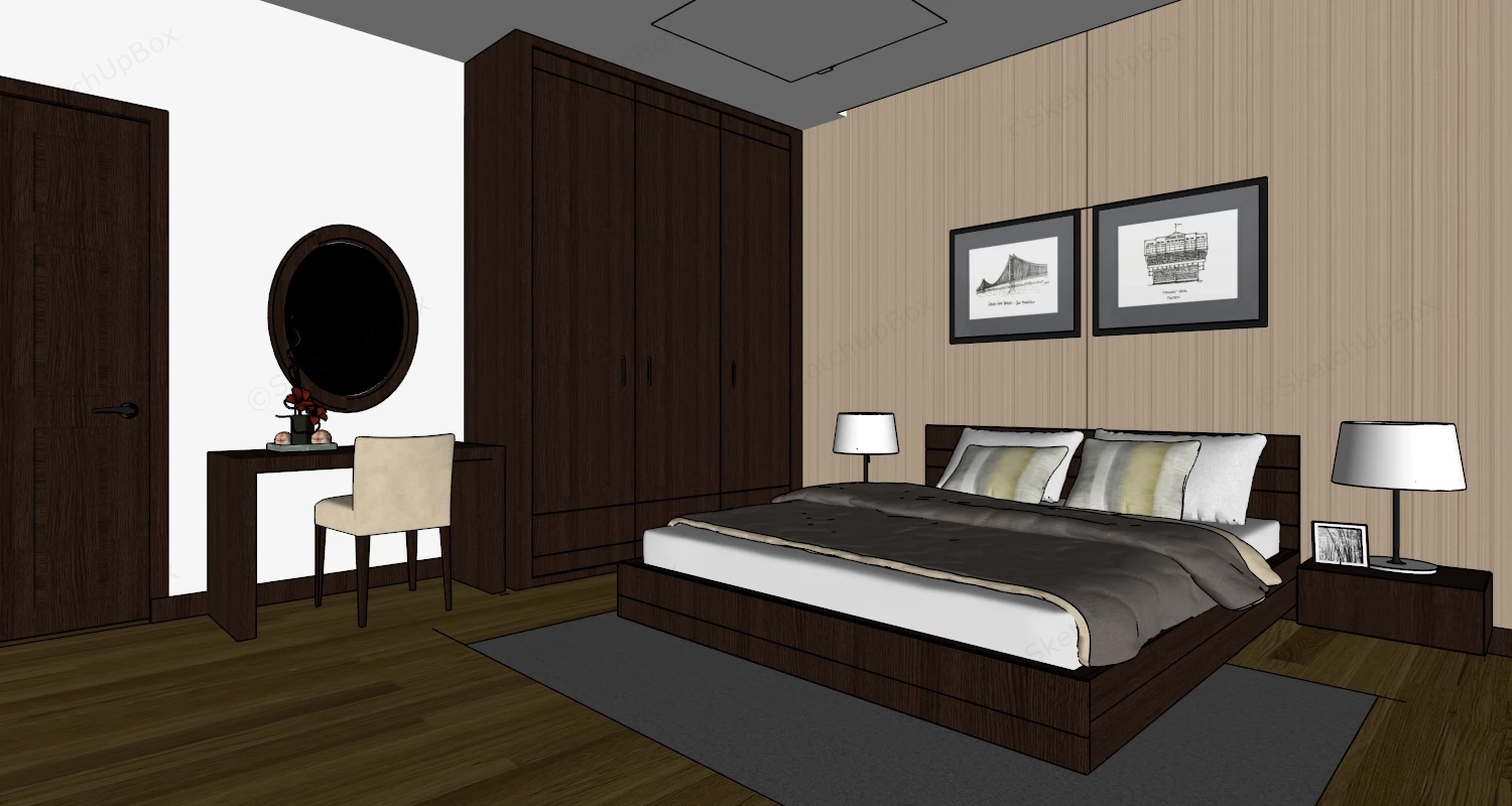 Classic Bedroom Design Idea sketchup model preview - SketchupBox