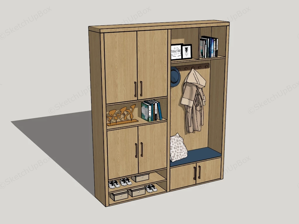 Entryway Storage Cabinet With Bench sketchup model preview - SketchupBox