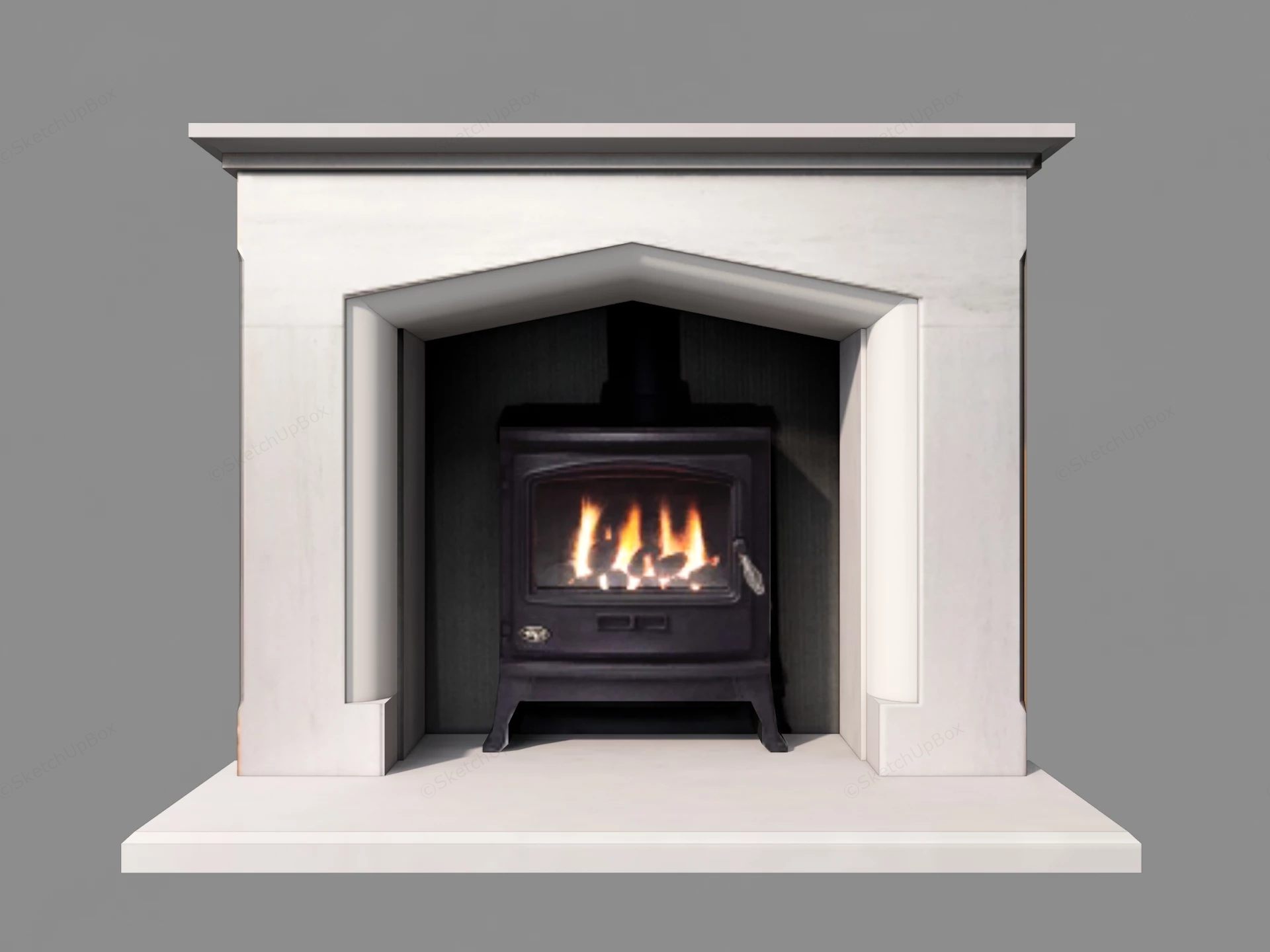Metal Fireplace With Surround sketchup model preview - SketchupBox
