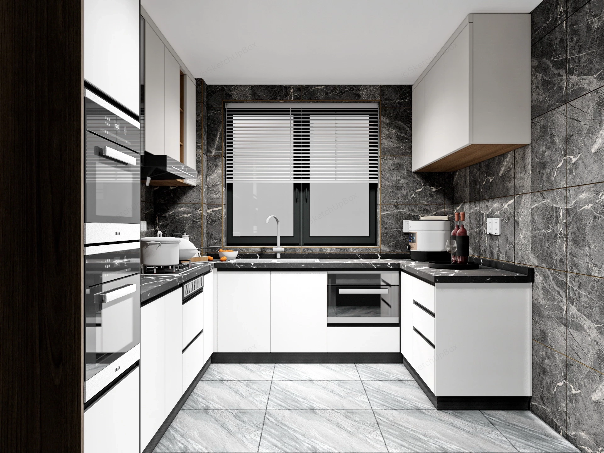 Dark Grey Modern Kitchen sketchup model preview - SketchupBox