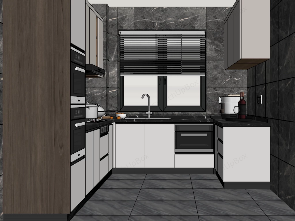 Dark Grey Modern Kitchen sketchup model preview - SketchupBox