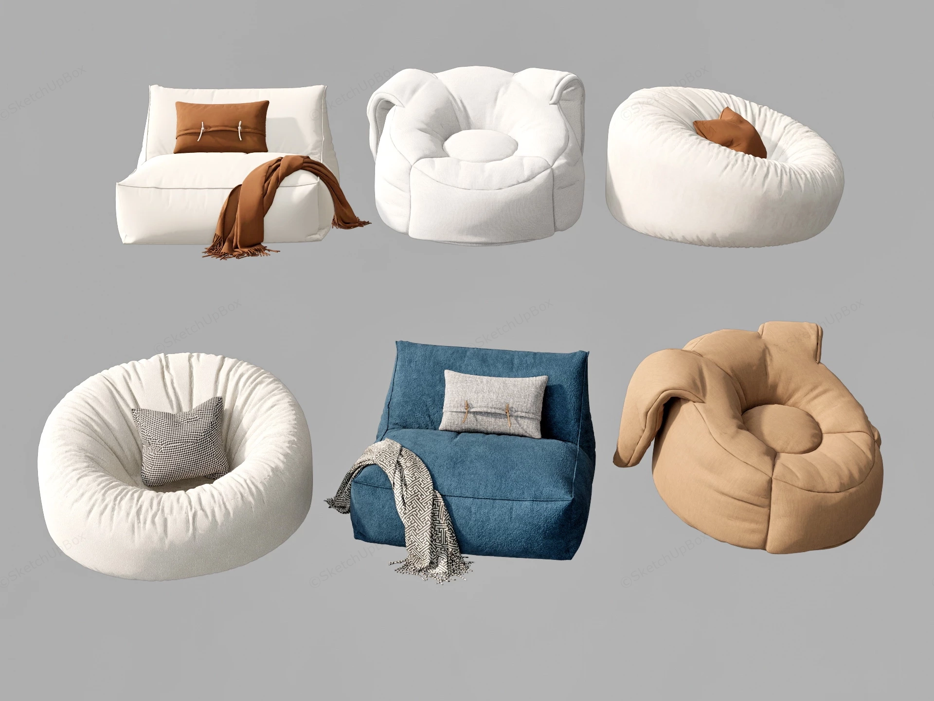 Modern Bean Bag Chairs sketchup model preview - SketchupBox