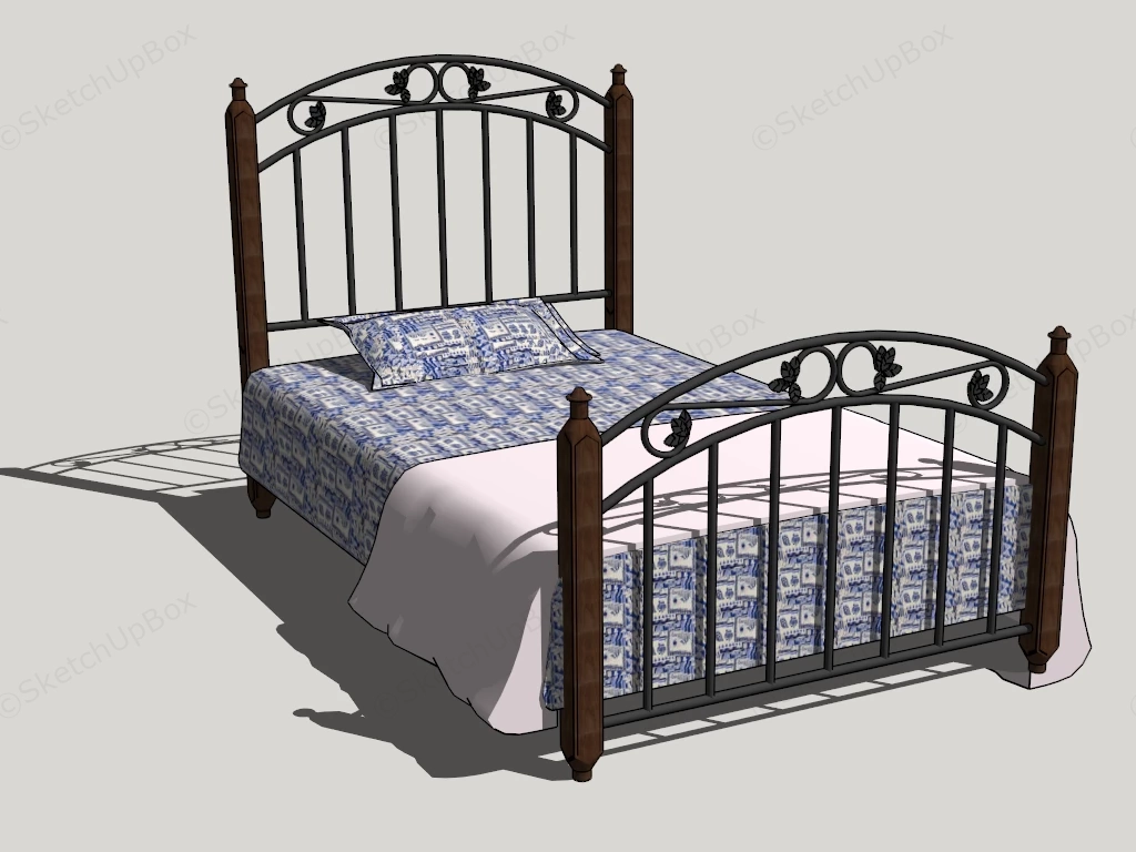 Vintage Metal And Wood Bed sketchup model preview - SketchupBox