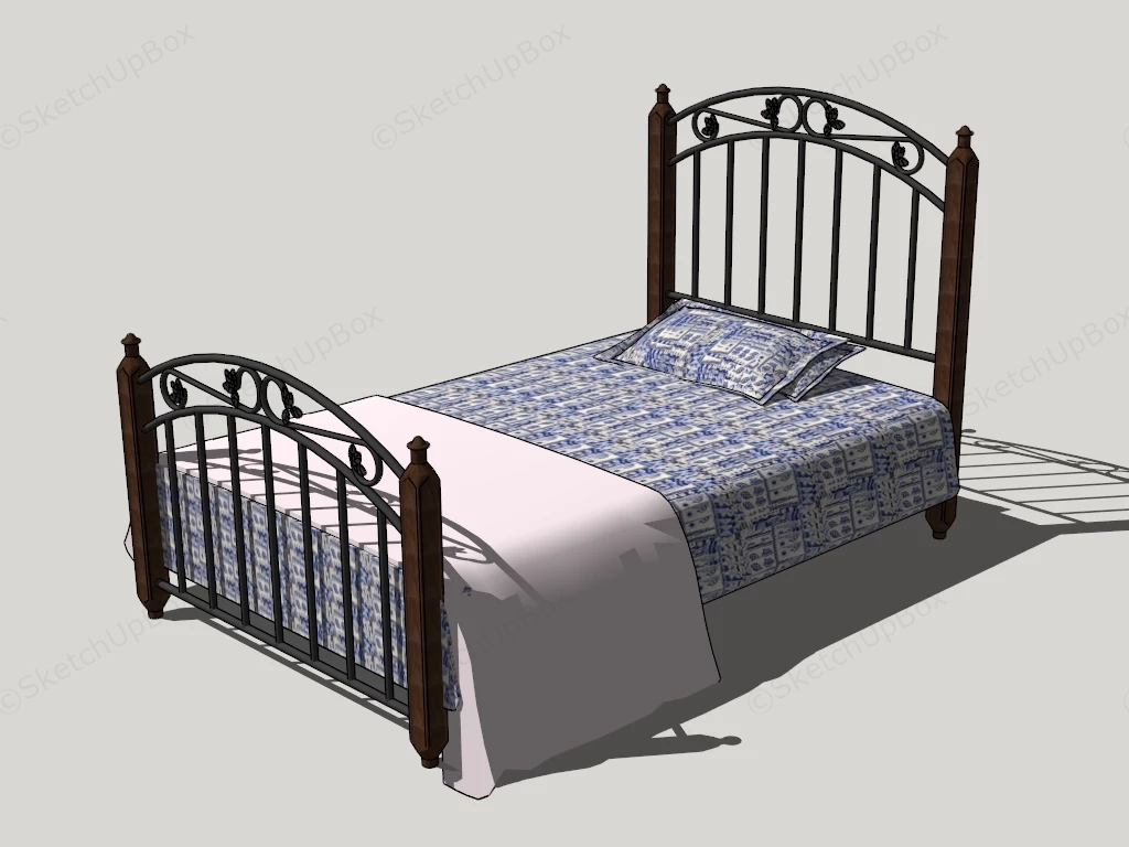 Vintage Metal And Wood Bed sketchup model preview - SketchupBox