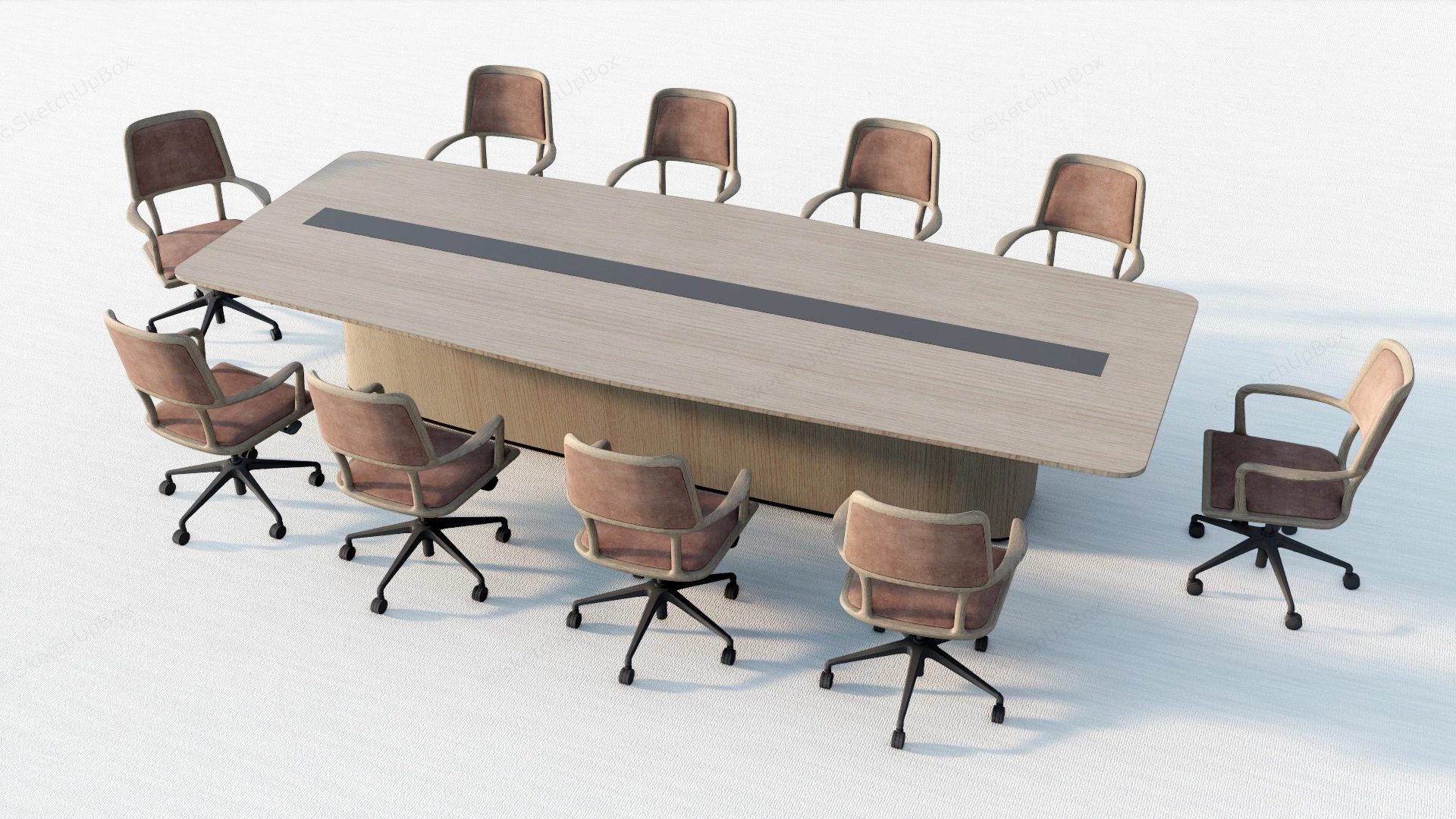 Conference Table With Chairs Set sketchup model preview - SketchupBox