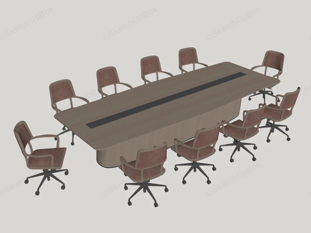 Conference Table With Chairs Set sketchup model preview - SketchupBox