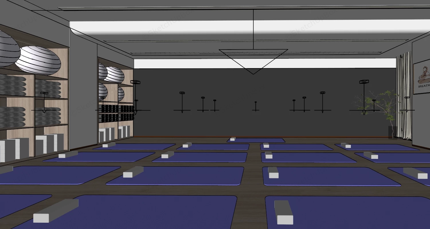 Yoga Studio Interior sketchup model preview - SketchupBox