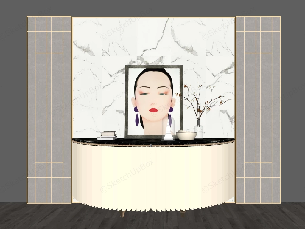 Modern Curved Console Cabinet sketchup model preview - SketchupBox