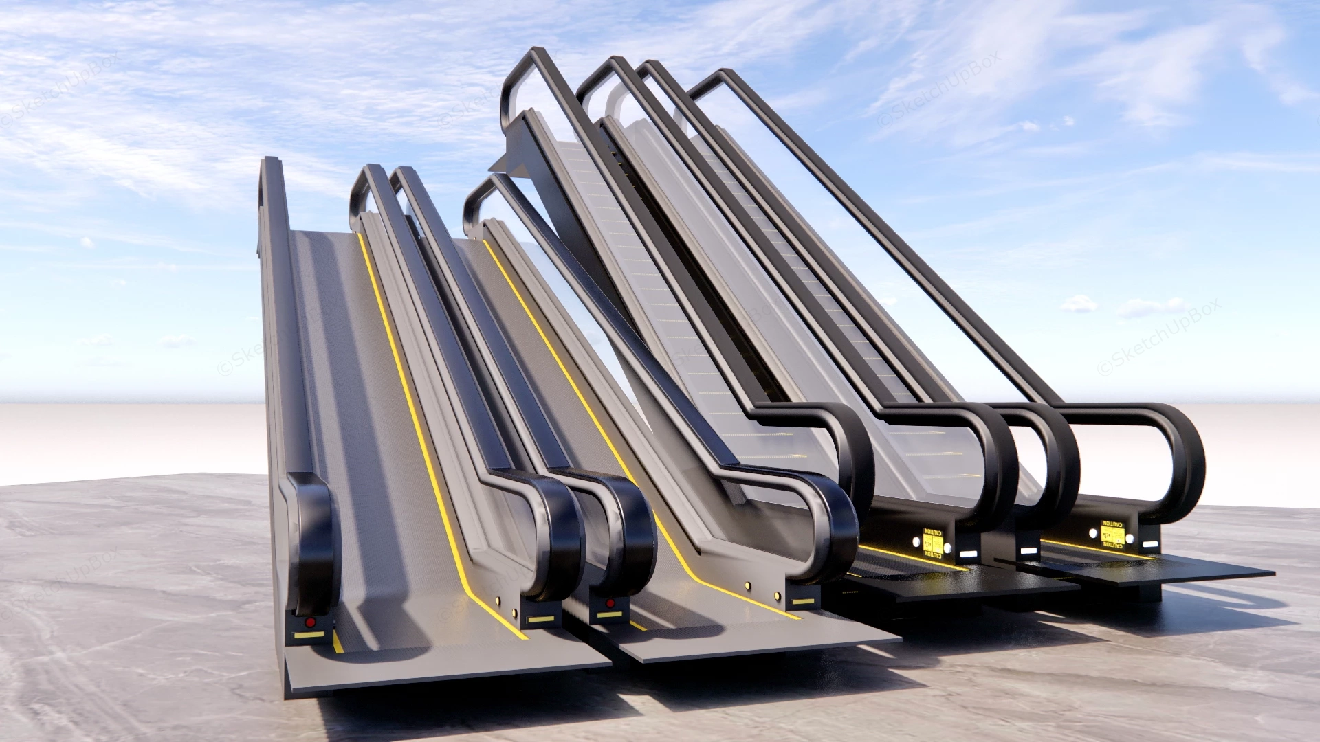 Modern Escalators sketchup model preview - SketchupBox