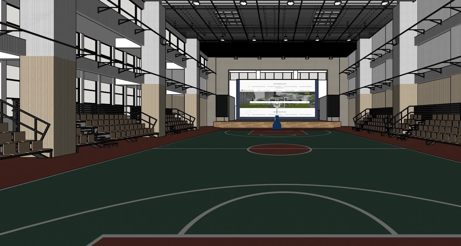 Indoor Basketball Arena sketchup model preview - SketchupBox