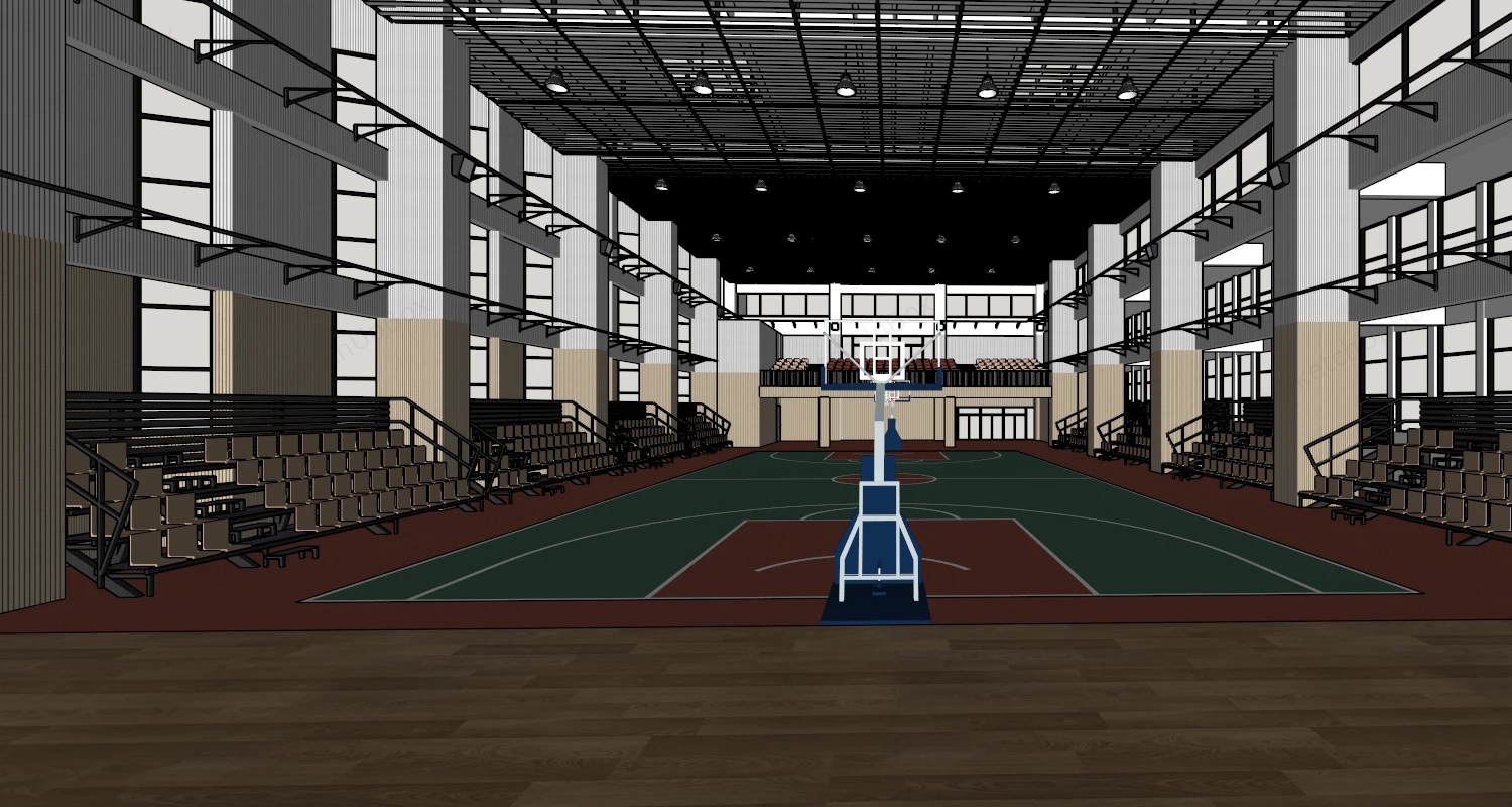 Indoor Basketball Arena sketchup model preview - SketchupBox