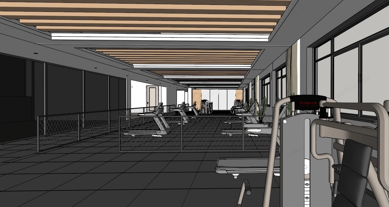 Small Fitness Center sketchup model preview - SketchupBox