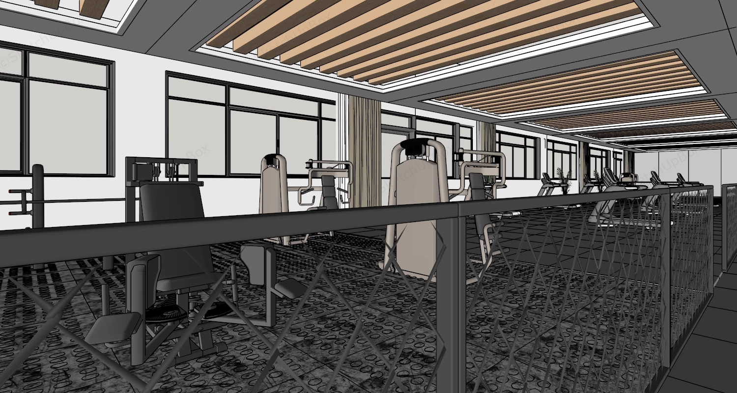 Small Fitness Center sketchup model preview - SketchupBox