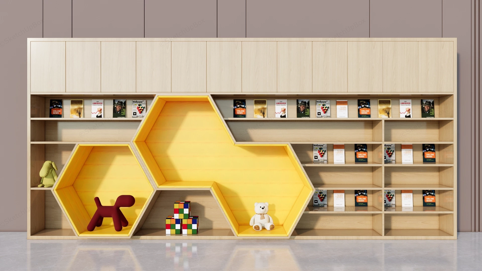 Solid Wood Kids Bookcase sketchup model preview - SketchupBox
