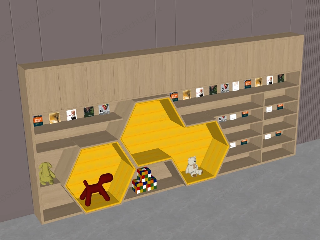 Solid Wood Kids Bookcase sketchup model preview - SketchupBox