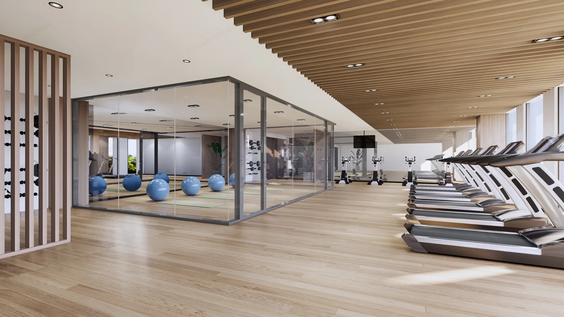 Commercial Fitness Center Interior Design sketchup model preview - SketchupBox