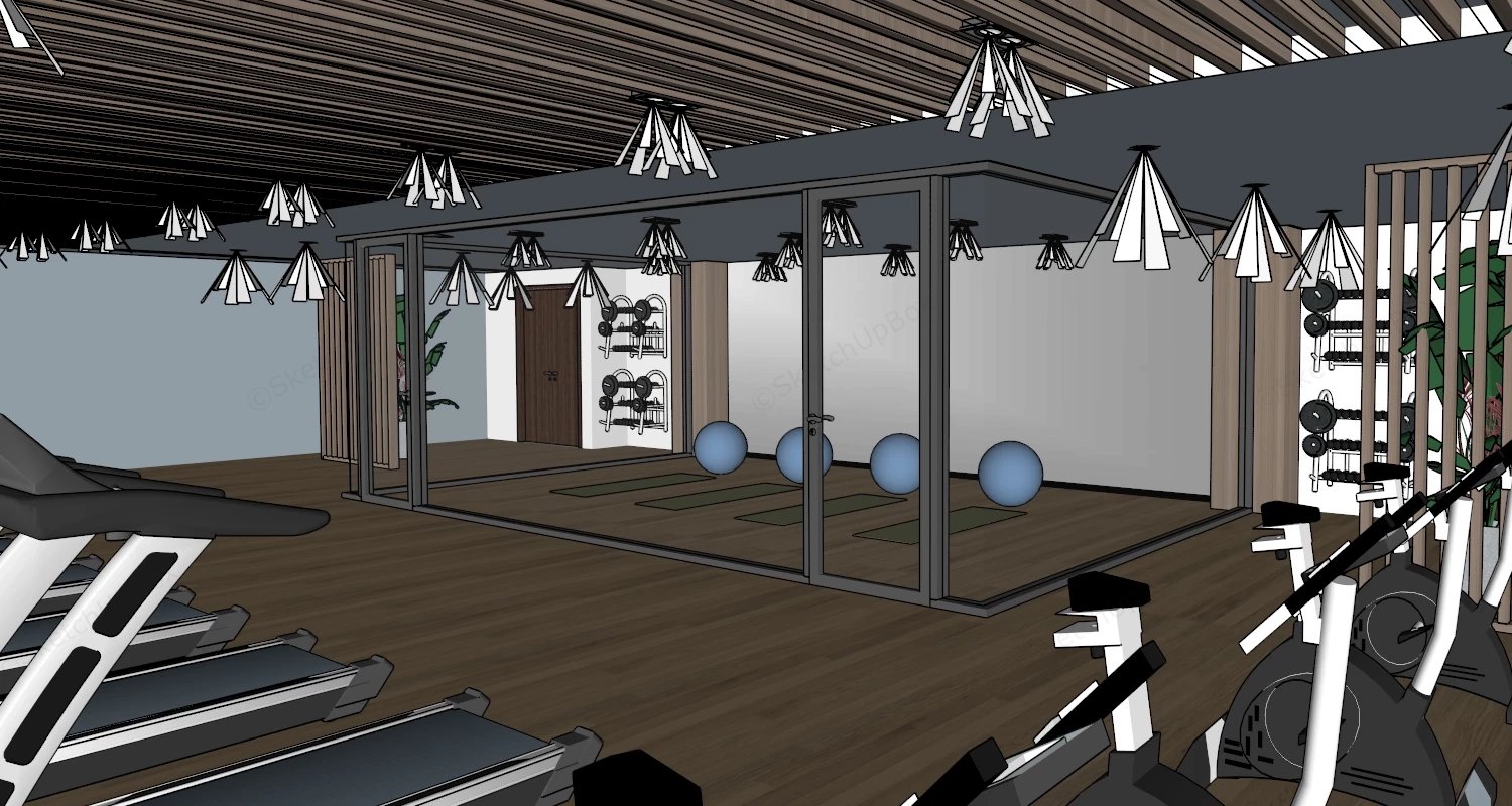 Commercial Fitness Center Interior Design sketchup model preview - SketchupBox