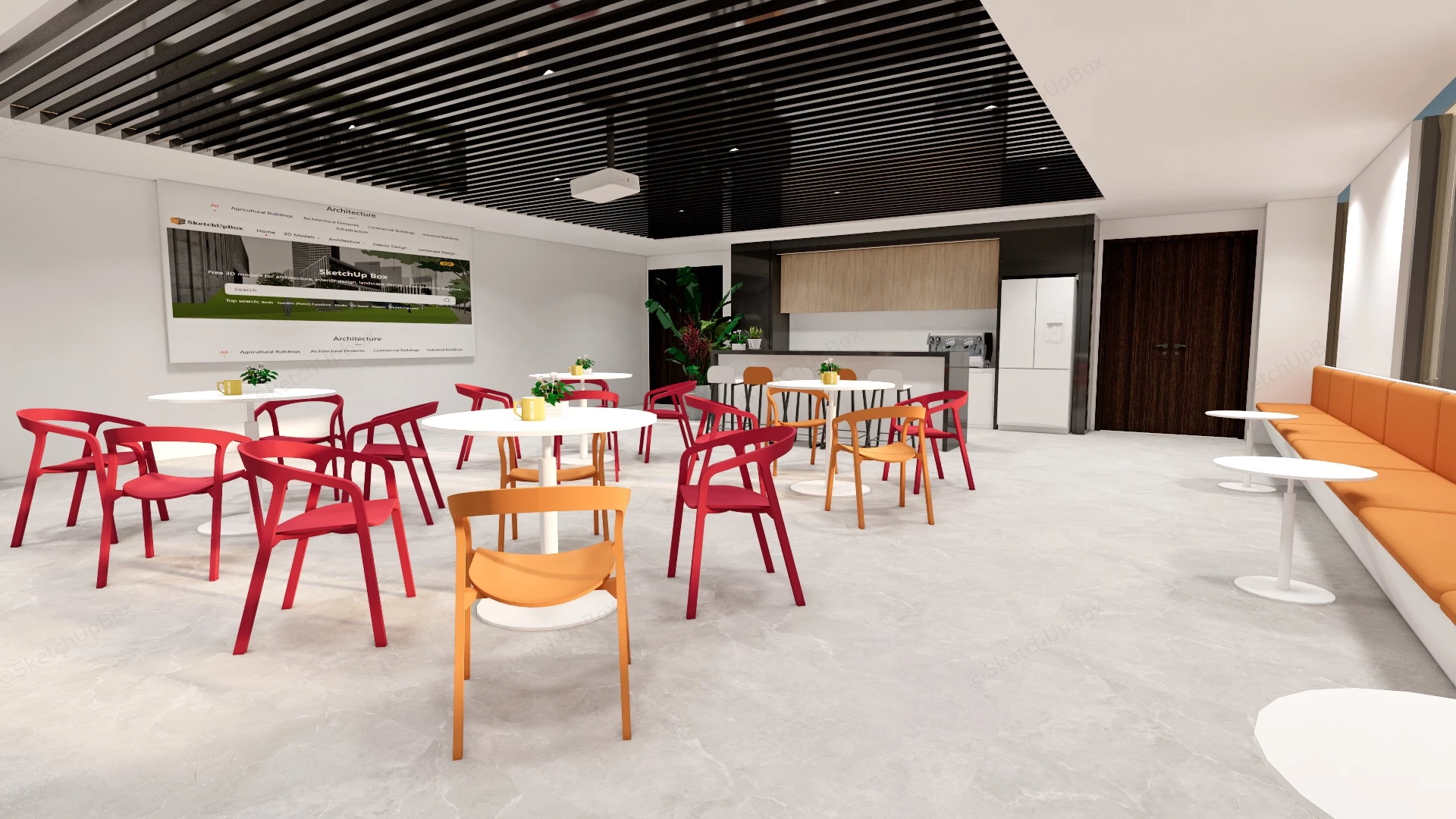 Modern Break Room Design sketchup model preview - SketchupBox